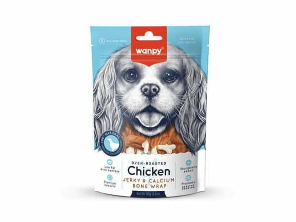 تشویقی سگ ونپی مدل Chicken Jerky & Calcium Bone Wrap بسته 100 گرمی