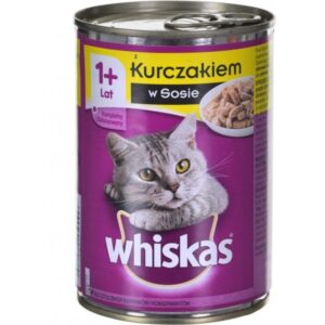 کنسرو گربه ویسکاس (Whiskas) با طعم مرغ وزن 400 گرم