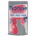 پوچ گربه مونژه نچرال با طعم ماهی تن، مرغ و میگو