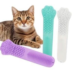 مسواک و برس سیلیکونی گربه طرح پنجه