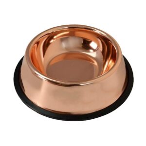 ظرف غذای استیل سگ و گربه ضد لغزش رنگ مسی