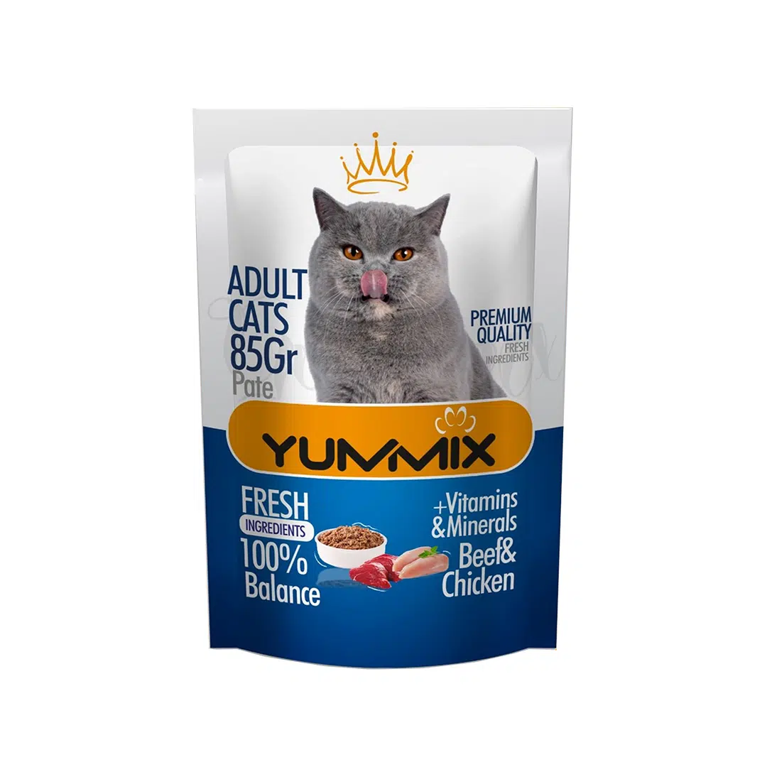 پوچ گربه یامیکس با طعم مرغ و گوشت (پته)