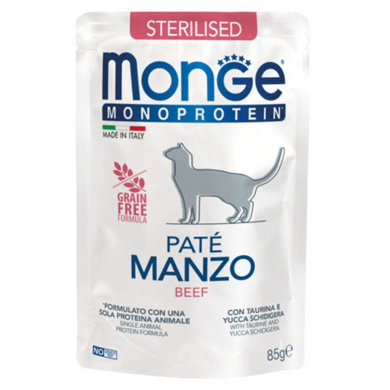 monge_cat_sterilised_pouch_beef_mono پوچ گربه عقیم مونژه مدل پته با طعم گوشت