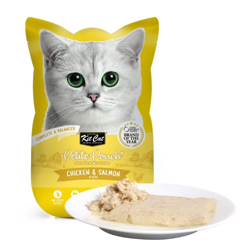 پوچ گربه کیت کت با طعم مرغ و سالمون (در ژله)