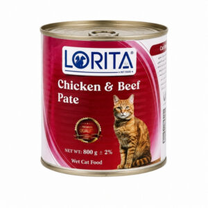 کنسرو گربه لوریتا (Lorita) پته با طعم مرغ و گوشت – 800 گرمی