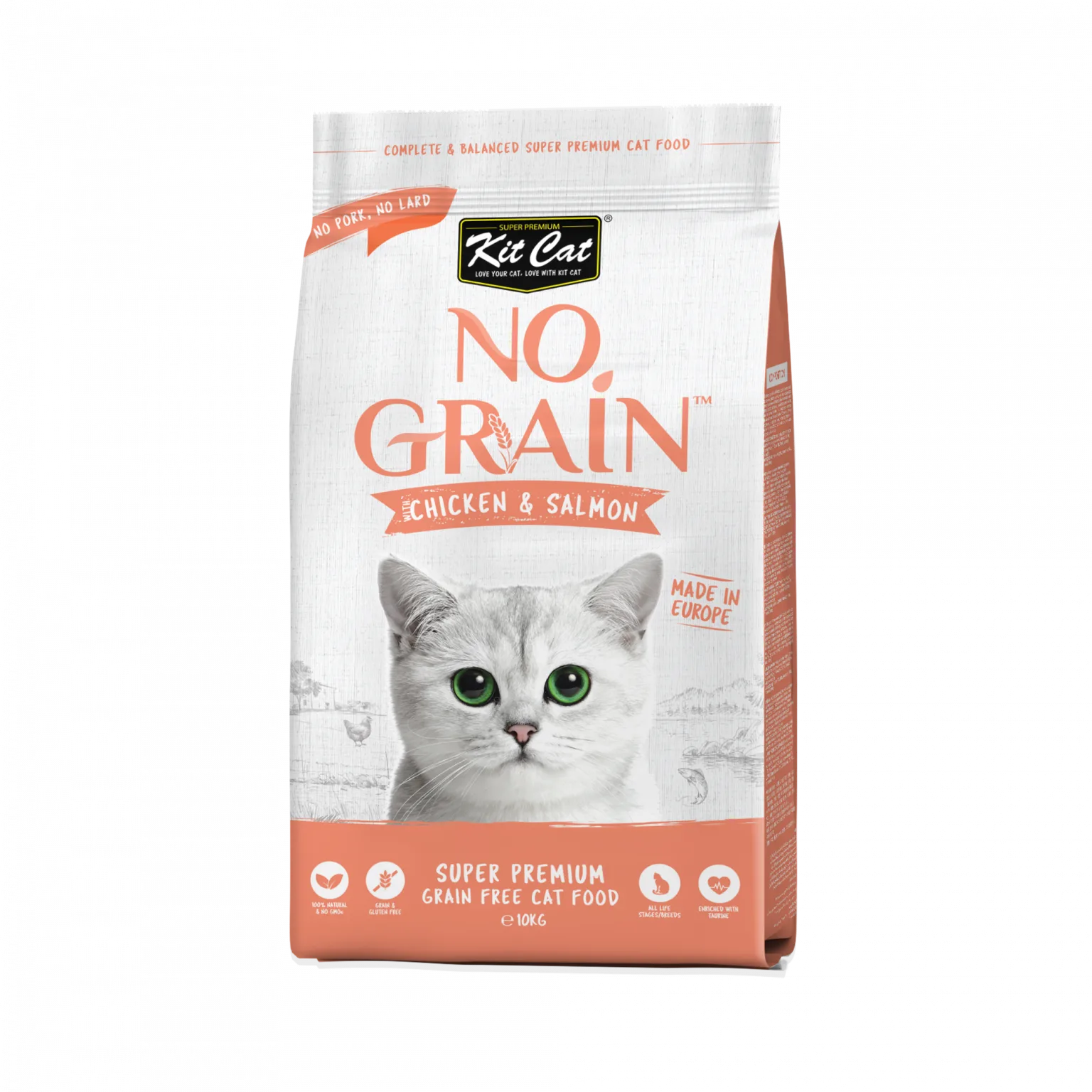 غذای خشک گربه کیت کت با طعم مرغ و سالمون (بدون غلات)