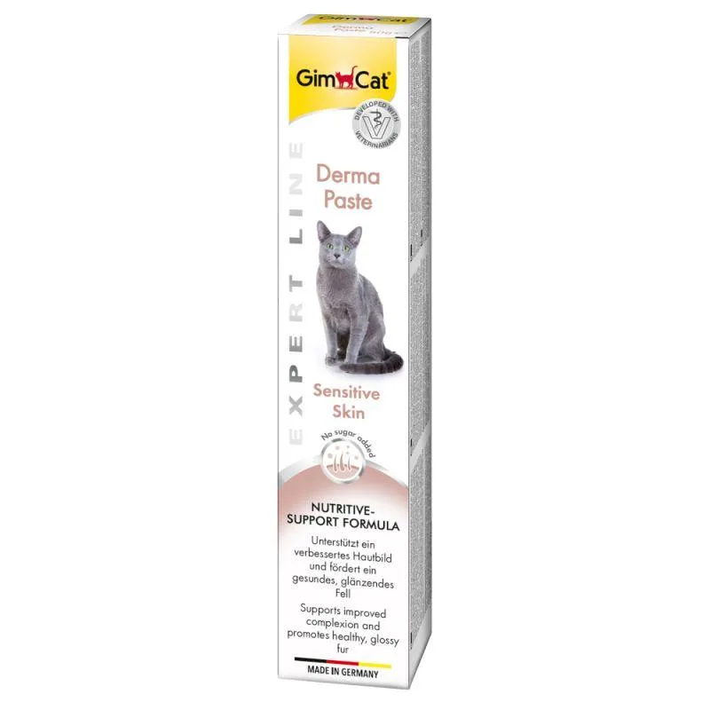 خمیر پوست و موی حساس گربه جیم کت (GimCat) مدل Derma Paste