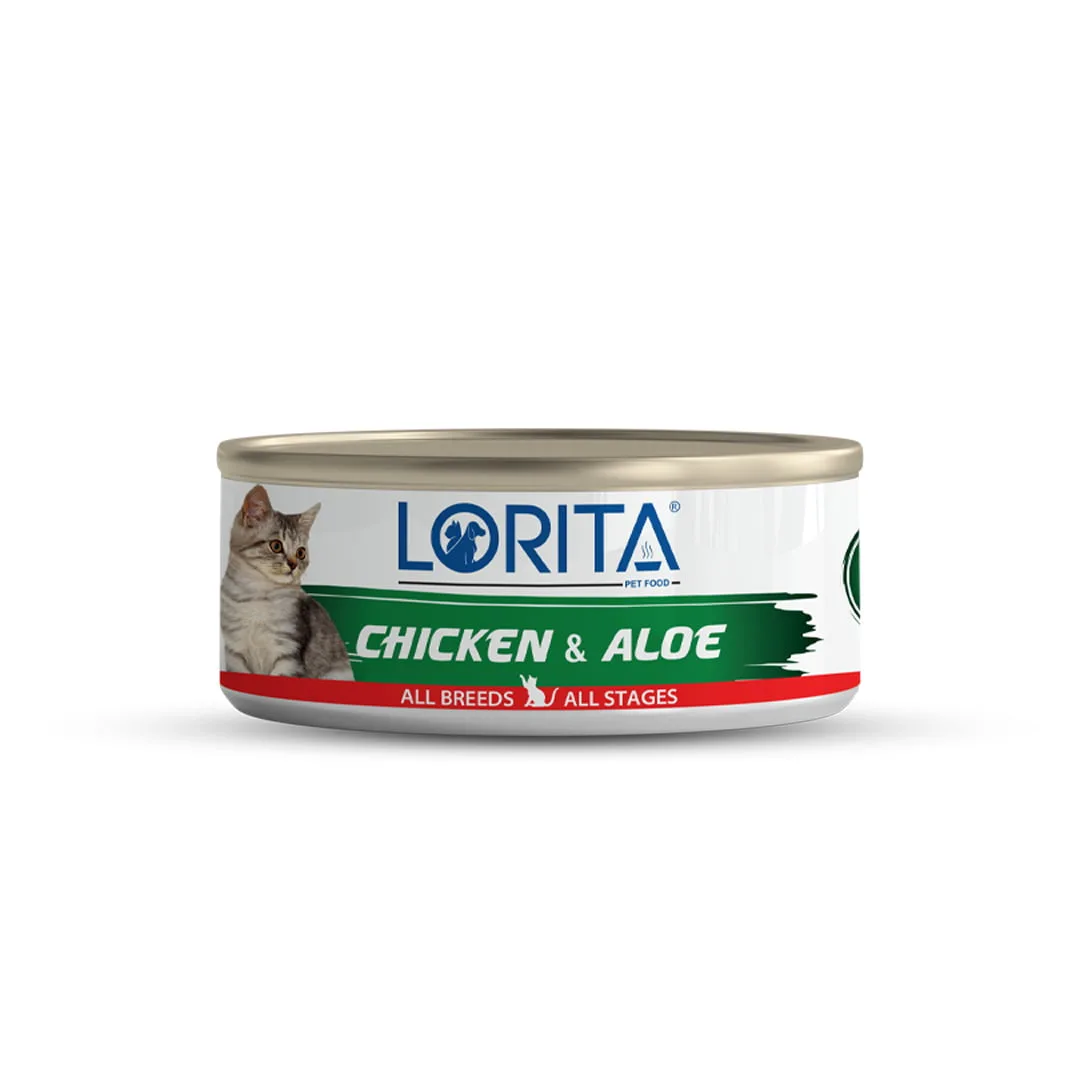 کنسرو گربه لوریتا (Lorita) نچرال با طعم مرغ و آلوئه ورا