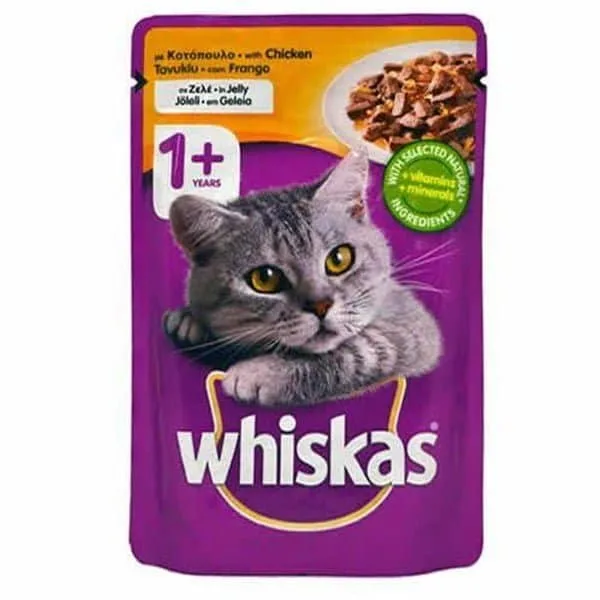 پوچ گربه ویسکاس با طعم مرغ در ژله 100 گرمی